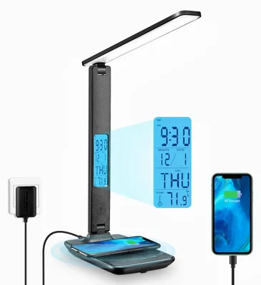Obrázok produktu pre LED stolná lampa s reguláciou jasu, s hodinami, s 3 farbami a 5 úrovňami jasu