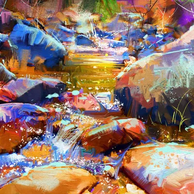 Image de Tableau sur toile peinture rocher 90x90 cm, Tableau mural moderne pour décoration intérieure