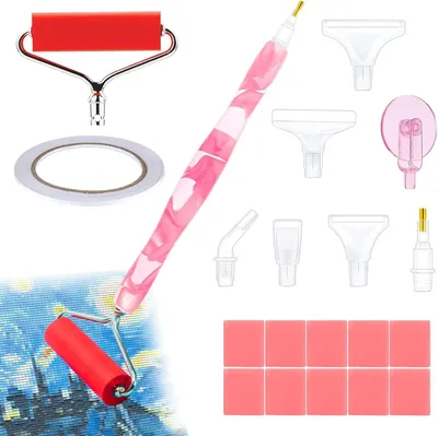 Obrázek produktu pro Sada příslušenství pro diamond painting, 3 kusy, včetně pera a válečku, pro tvorbu mozaik