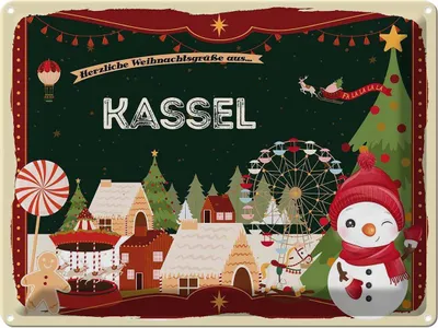 Produktbild von vianmo Blechschild 30x40 cm Weihnachtsgrüße aus Kassel Weihnachten