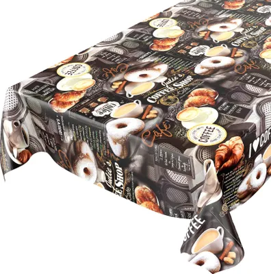 Produktbild von Tischdecke Wachstuch Essen Schwarz Robust Wasserabweisend Breite 140 cm Länge 100 cm