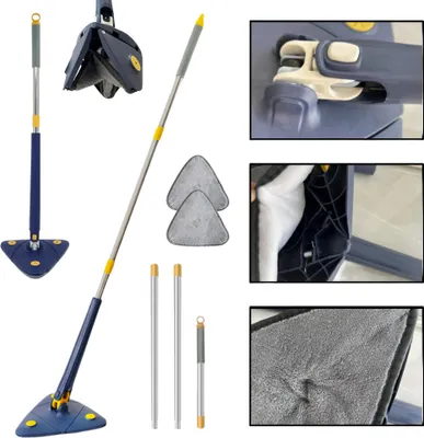 Produktbild von 360° drehbarer Mop ausziehbarer Dreiecksmopp Hand Twist schnelltrocknender Mopp Wischmop