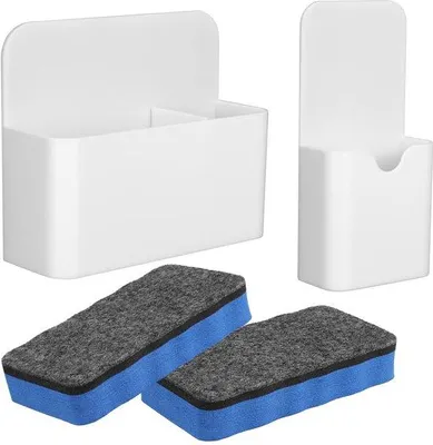 Image de Porte-marqueurs magnétiques, lot de 2, blancs, pour l'école, le bureau, le tableau blanc, le réfrigérateur, le bureau