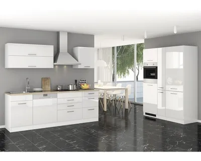 Produktbild von Held Möbel Küchenzeile ohne Geräte Mailand 390 cm weiß hochglanz zerlegt Variante reversibel 636.1.6210