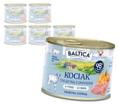Zdjęcie produktu dla Baltica Smaki Regionów Cielęcina z Indykiem 6x185g Bezzbożowa Mokra Karma Dla Kociąt