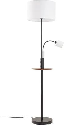 Produktbild von Lindby Stehlampe Aovan, schwarz, Ablage, USB-Anschluss