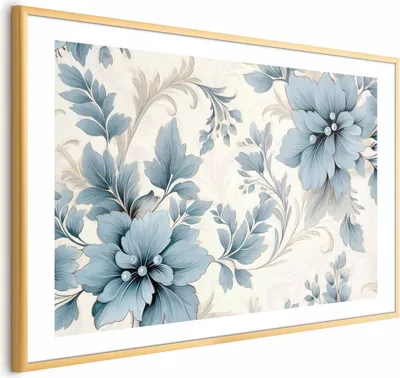 Produktbild von Posterpapier Poster - Turquoise Ornamental Retro Flowers 90x60 cm Blumen b-H-10011-ao-a