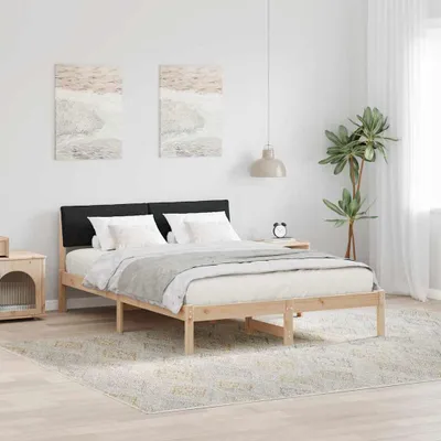 Zdjęcie produktu dla Maison Exclusive – rama łóżka brązowo-czarna 150 x 200 cm lite drewno sosnowe