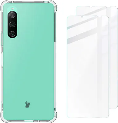 Produktbild von Bizon Case Clear Pack Hülle + 2x Glas für Sony Xperia 10 V, Transparent