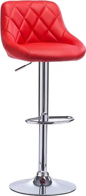 Image de Tabouret de bar Bolt Edge - Velours rouge - Ergonomique - Réglable en hauteur - Dossier - 1 pièce