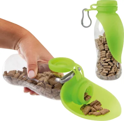 Produktbild von Hunde Futterflasche mit Silikon Napfblatt - Reisenapf - Reisenäpfe mit Silikon