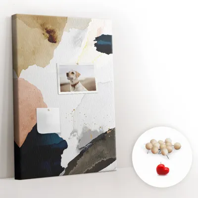 Obrázok produktu pre Korková tabuľa Tabuľa na poznámky Tabuľa na špendlíky - učebná pomôcka 40x60 cm - 100ks drevených kolíkov - Akvarelová abstrakcia