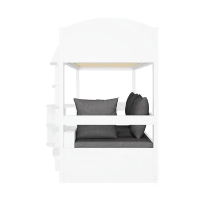 Produktbild von Flieks Etagenbett 90x200cm mit Ausziehbarem Schreibtisch, Hochbett mit Sofa und Sessel, Kinderbett mit Rausfallschutz und Lattenrost, Stockbett Weiß