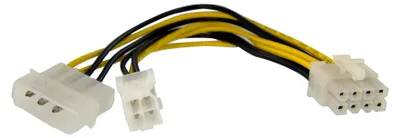 Produktbild von StarTech.com 15cm 4pin auf 8pin EPS-Netzadapter mit LP4 - Bu/St, 4-pin ATX12V, 0,152 m, Stecker, Buchse, Gerade, Gerade