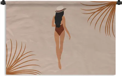 Produktbild von MuchoWow® Wandteppich Wandbehang Sommer - Frau - Abstrakt 60x40 cm Tapisserie Dekoration Wandtuch - Wanddekorationen