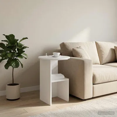 Zdjęcie produktu dla Maison Exclusive – stolik pomocniczy, biały, Ø 39,5 x 55 cm, materiał drewnopochodny