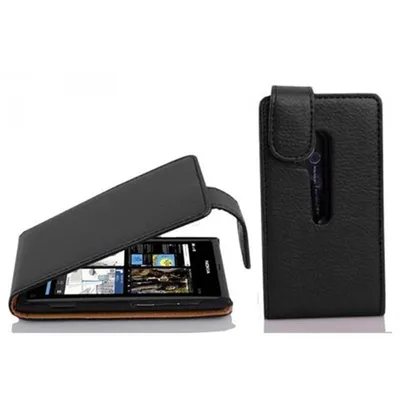 Obrázek produktu pro Cadorabo ochranný kryt pro Nokia Lumia 800 pouzdro v černé barvě flipové pouzdro kryt na mobilní telefon Imitace kůže