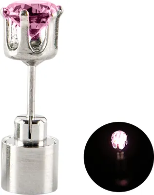 Produktbild von 1 Stück Ohrstecker, blinkend, auffällig, hohe Transparenz, handgefertigt, Kunstkristall, dekorieren, tragbare LED-Ohrstecker für Damen, Damen-Accessoires-Rosa