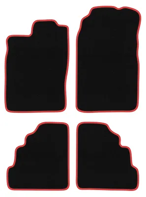 Zdjęcie produktu dla Dywaniki samochodowe welurowe CARLUX-RED do: Saab 900 II (1994-1998, hatchback, liftback) czarne z czerwonym obszyciem, z mocowaniami