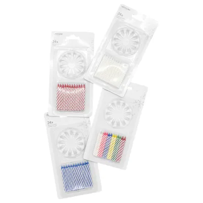 Image de Bougies d'anniversaire avec bougeoir - rose/blanc