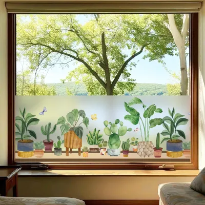 Obrázok produktu pre Solidchoice – Dekoratívne fólie na okná s geometrickým vzorom, 90 x 200 cm