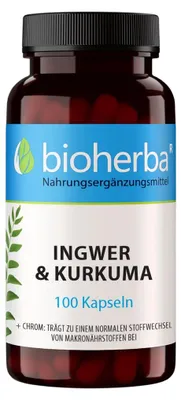 Obrázek produktu pro Zázvor a kurkuma – 100 kapslí – Bioherba