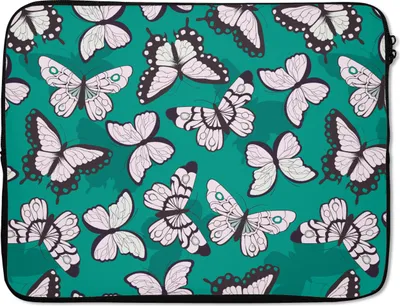 Produktbild von MuchoWow® Laptop Hülle 17 Zoll Laptoptasche Mädchen - Schmetterling - Tiere - Muster - Mädchen - Kinder - Kinder - Zipper - Schutzabdeckung