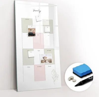 Produktbild von Magnetpinnwand Memoboard - Zubehörsatz - Schwarzer Marker + Schwamm + Magnete - 60 x 120 cm - Jahresplaner