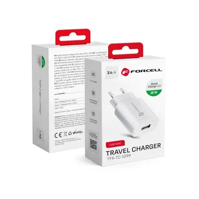 Zdjęcie produktu dla NETZ - Ładowarka FORCELL 2A z wtyczką USB i funkcją Quick Charge3.0
