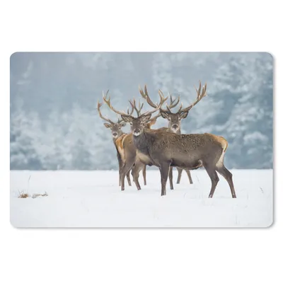 Produktbild von MuchoWow® Schreibtischunterlage Hirsche - Tiere - Schnee - Winter - Landschaft - Natur 60x40 cm - XXL Mauspad - Großes Mauspad