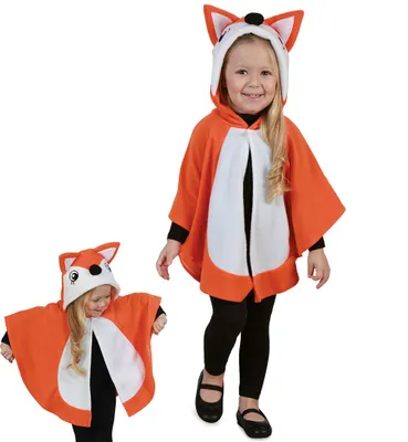 Produktbild von Kostüm Outfit Cape Fuchs Umhang Waldtier mit Kapuze und Ohren für Kinder