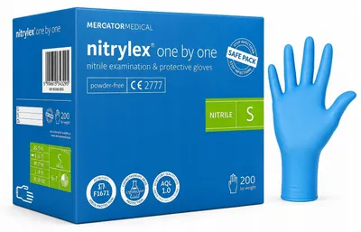 Obrázek produktu pro Jednorázové Rukavice Mercator ONE BY ONE Nitril Modrá Velikost S 200 Ks Balení