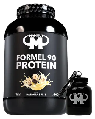 Produktbild von Mammut Nutrition - Formel 90 Protein 3000 g Dose - 120 Portionen Eiweiß + GRATIS Powderbank, Geschmack: Banana Split