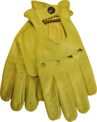 Produktbild von Herren Driving Autofahrer-Handschuhe Lederhandschuhe, Größe:7=S, Farbe:Gelb