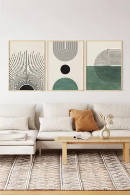 Produktbild von Wallity, 3Dartsohoset1, Dekoratives gerahmtes Gemälde (3 Teile), Mehrfarbig, 100 % MASSIVES HOLZ , 33 x 48 x 2 cm