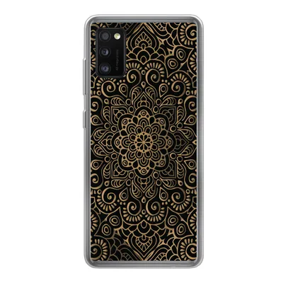 Produktbild von MuchoWow® Handyhülle Schutzhülle Hülle für Samsung Galaxy A41 Goldenes Muster auf schwarzem Hintergrund Silikon Softcase Handy Hülle - Mobiltelefon