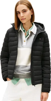 Productafbeelding van Tommy Hilfiger dames pufferjas, stretch nylon, slim fit, zwart, maat S