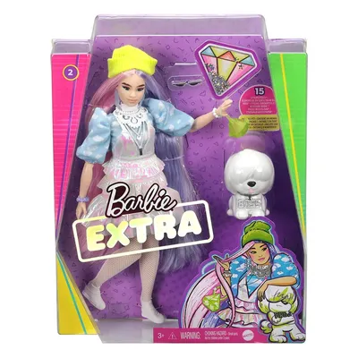 Image de Barbie Poupée extra aux longs cheveux pastel, animal de compagnie inclus