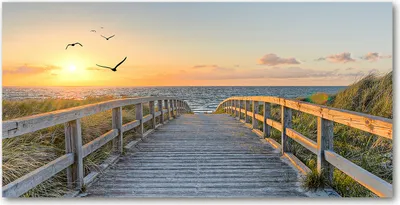 Produktbild von Tulup® Leinwandbild -100x50 cm - Wandkunst - Drucke auf Leinwand - Leinwanddruck  - Landschaften - Beige - Weg zum Strand
