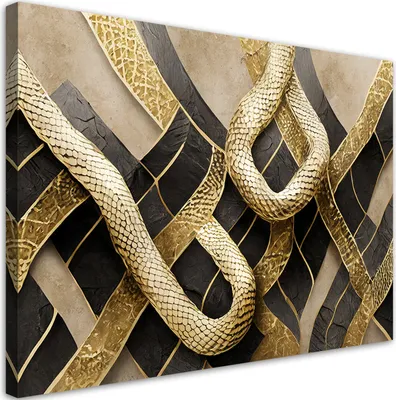 Produktbild von Leinwandbild Textur Glamour Schlangenhaut 120x80 Feeby Gold bild für die wand bereit zum aufhängen
