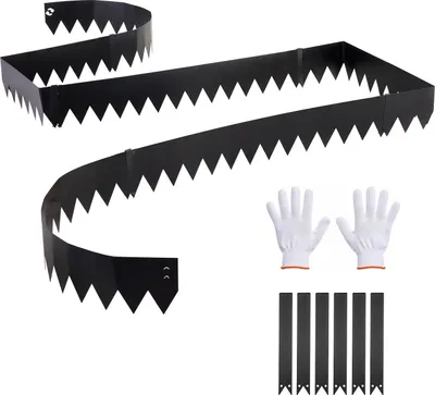 Produktbild von SucceBuy Rasenkante 6er-Pack 1016x152 mm, Beeteinfassung mit 6 Befestigungsclips, Rasenbleche aus verzinktem Stahl, Mähkante, Metall-Palisade, Beetumrandung für Blumenbeete und Gartenwege, Schwarz