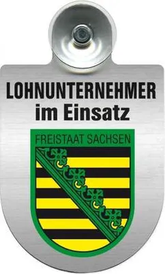 Produktbild von Einsatzschild mit Saugnapf - Lohnunternehmer im Einsatz - incl. Regionenwappen 393824 Color - Region Freistaat Sachsen