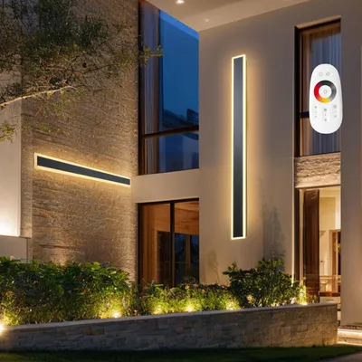 Immagine prodotto di VEVOR luci da parete Villa, confezione da 2, strisce lunghe 150 cm, luci da parete moderne per esterni, 2700 K-6000 K, IP65 impermeabile, antiruggine, dimmerabile, luce da parete, per casa, veranda, giardino, terrazza, garage