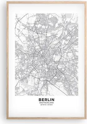 Produktbild von Gerahmtes Poster - Rahmen in heller Eiche - Stadt Karte Berlin - 61x91,5 cm - Wand Bild - Wanddeko - Wandbilder - Kunstposter - Wandposter - Bilderrahmen - Bilder - Kunstdruck - P2NPA61x91-4681