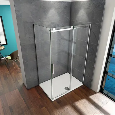Produktbild von Duschkabine Schiebetür 130cm(Tür)x80cm(Seitenwand)xH.195cm Eckdusche 6mm Sicherheitsglas Duschabtrennung Duschwand