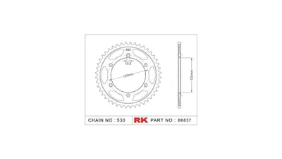 Produktbild von RK Kettenrad "6837" 530, Stahl, schwarz 48 Zähne