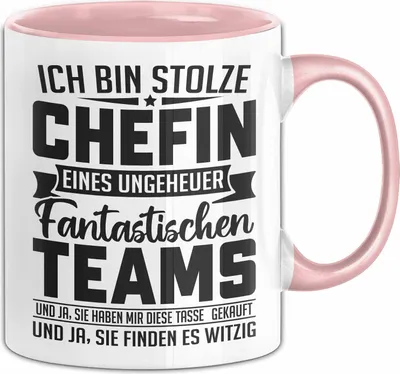 Produktbild von Ich Bin Stolze Chefin Eines Ungeheuer Fantastischen Teams Tasse Geschenk Für Beste Chefin (Rosa)