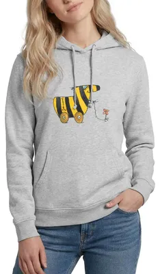 Produktbild von Spreadshirt Janosch Große Tigerente Mit Blume Damen Hoodie, L, Hellgrau meliert
