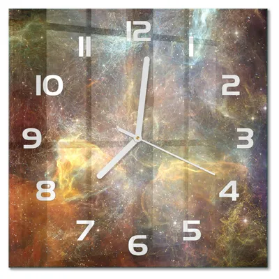 Produktbild von Glas Wanduhr 30x30 cm - Wanduhr - lautlose Wanduhr - ohne Ticken - geräuschloses Uhrwerk - schleichende Zeiger - moderne Uhr - Design Uhr - Wohnzimmer Uhr - Kosmos
