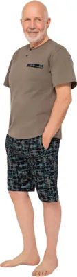 Obrázok produktu pre Martel | Eryk | pánske pyžamo | krátke rukávy | letné pyžamo | M-4XL | 100% bavlna | khaki
